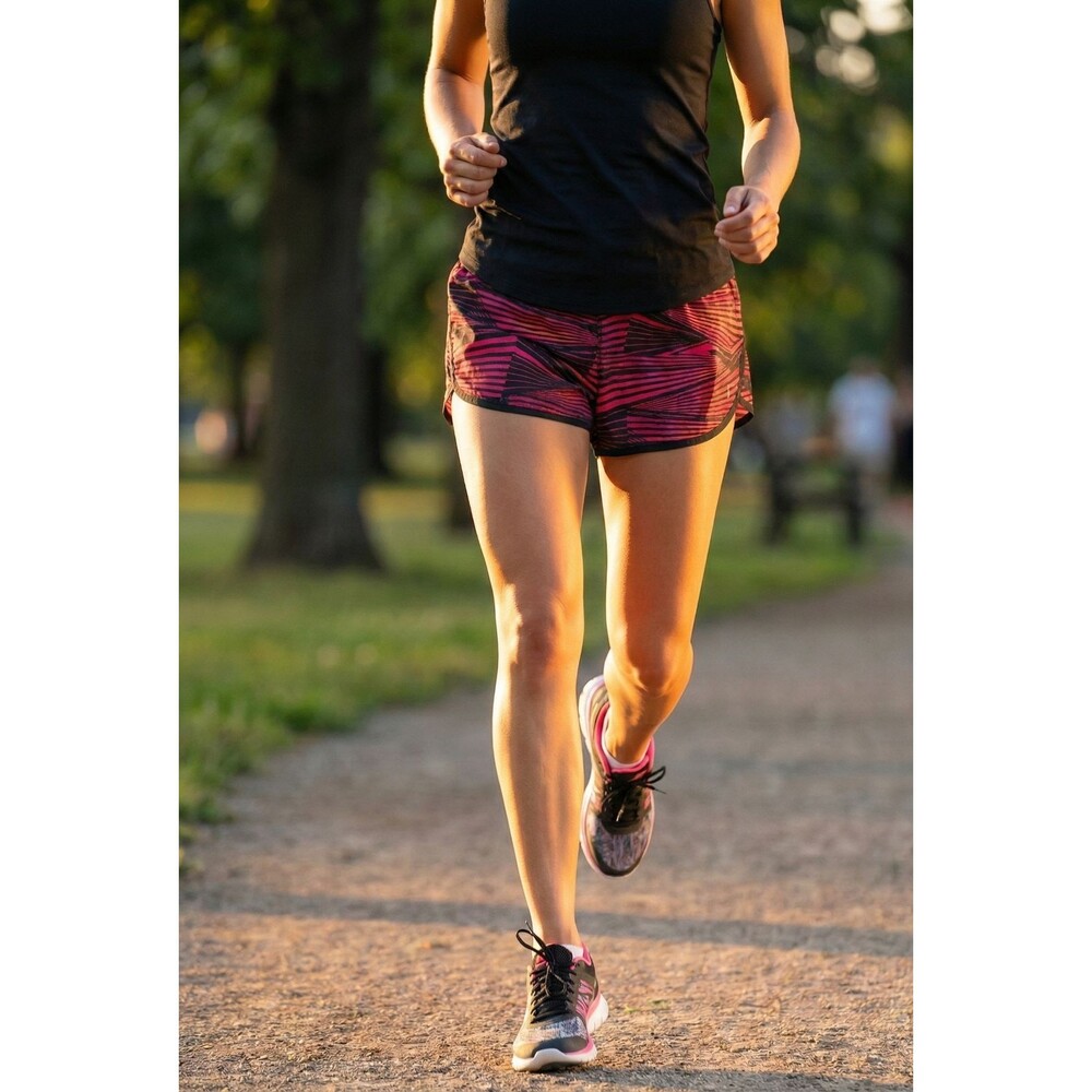 Danskin Now Women's Athletic Running Shorts Size M Pink Black Geometric Print